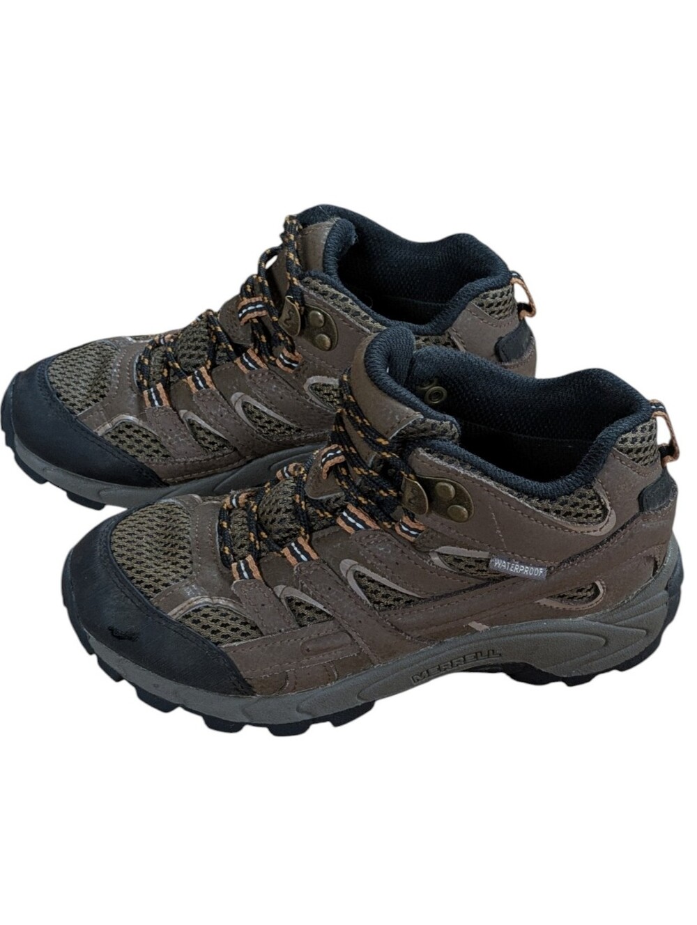 Merrill Moab 2 Mid Leather Waterproof Hiking Boots Brown Kids Size 13.5